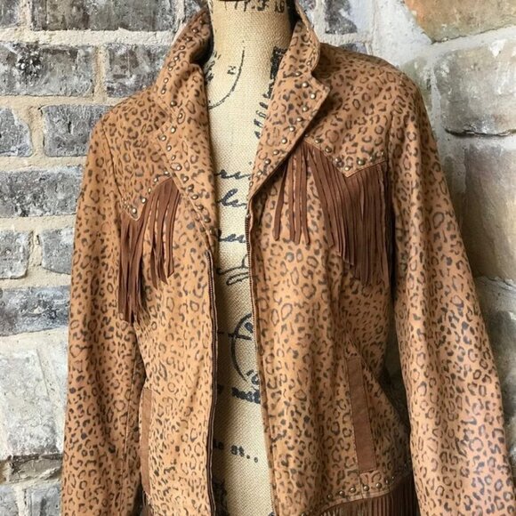 SCULLY  Ladies Limited Edition Scully    Genuine Leather Leopard Fringed Jacket - Picture 2 of 6